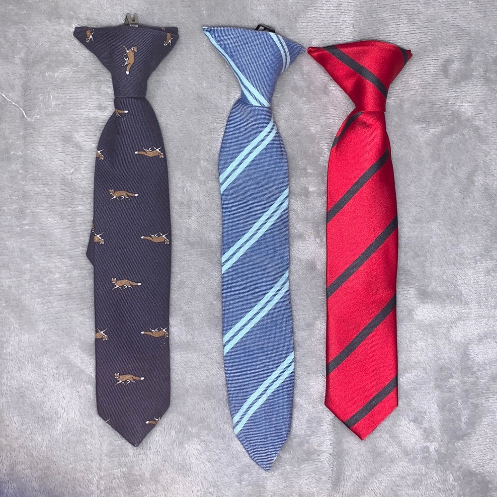 3 piece boys clip on ties